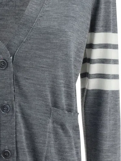 Thom Browne 4-bar Merino Wool Cardigan In Gray