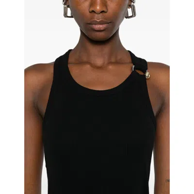 Jean Paul Gaultier Tank Top With Gold-tone Hardware And Ribbed Texture In Black