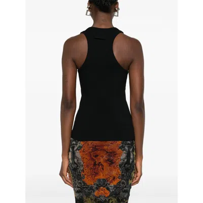 Jean Paul Gaultier Tank Top With Gold-tone Hardware And Ribbed Texture In Black