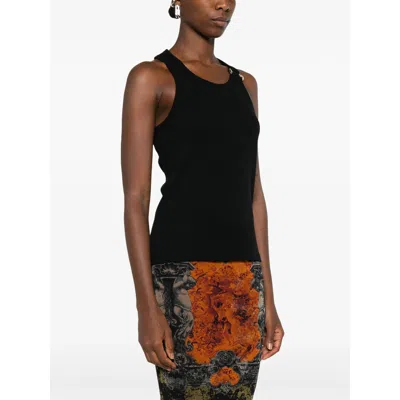Jean Paul Gaultier Tank Top With Gold-tone Hardware And Ribbed Texture In Black