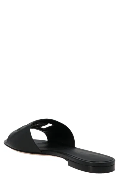 Dolce & Gabbana Dolce&gabbana Women Dg Logo Rubber Beachwear Sliders In Black
