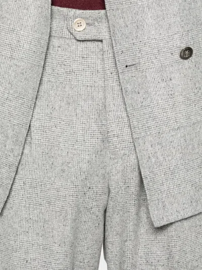 Brunello Cucinelli Men Wool And Silk Double-breasted Suit In Gray