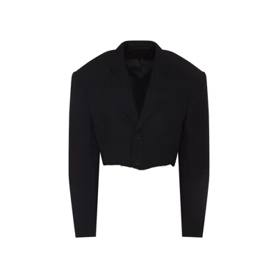 Balenciaga Black Cut Off Single Breasted Jacket In Black