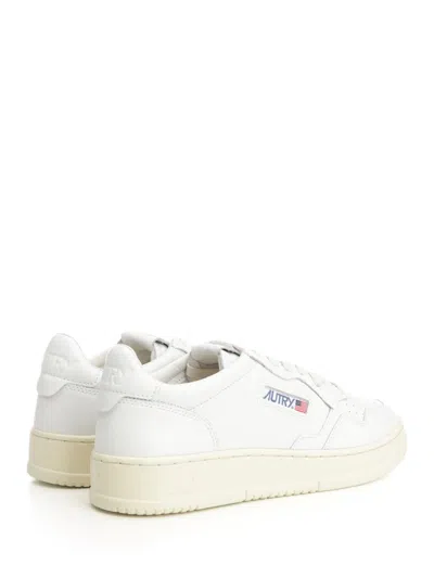 Autry Medalist Low White Sneakers With Suede Inserts And Tonal Heel Tab In Leather Man