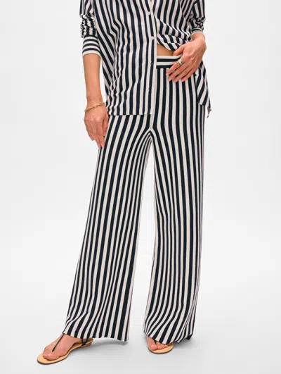White + Warren Superfine Organic Cotton Striped Pant In Navy Blue/white