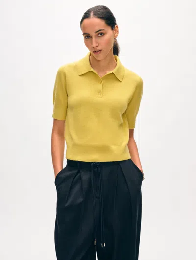 White + Warren Cashmere Polo Sweater In Sunbeam