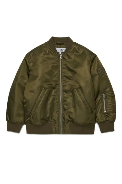 Mm6 Maison Margiela Bomber In Twill Imbottito In Green