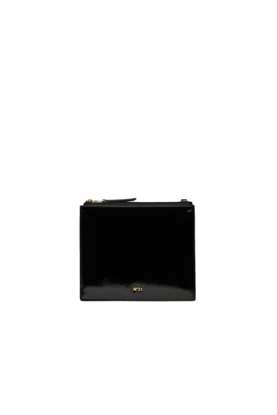 N°21 Borsa A Busta In Vernice Con Logo In Black