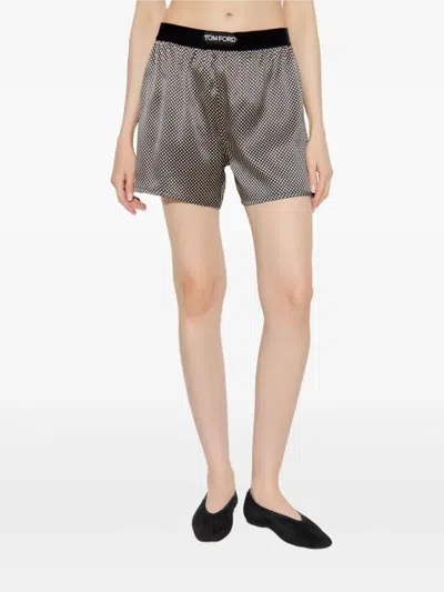 Tom Ford Shorts Stile Pigiama In Seta A Pois