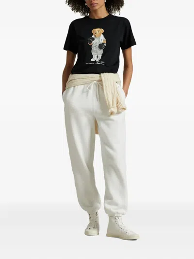 Polo Ralph Lauren Womens Polo Black Bear-print Short-sleeves Cotton-jersey T-shirt