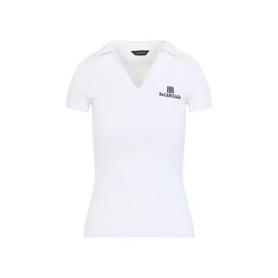 Balenciaga Women T-shirt With V-neckline In White