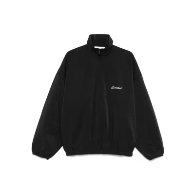 Essentials Sporty Nylon Half Zip Sweatshirt In Black