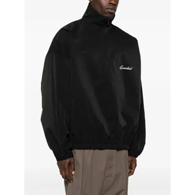 Essentials Sporty Nylon Half Zip Sweatshirt In Black