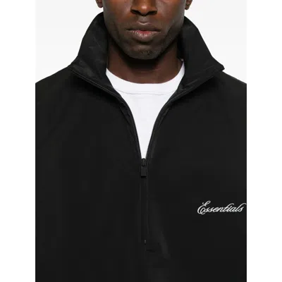 Essentials Sporty Nylon Half Zip Sweatshirt In Black