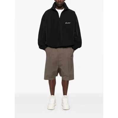 Essentials Sporty Nylon Half Zip Sweatshirt In Black
