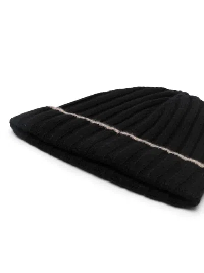 Brunello Cucinelli Men Ribbed Beanie In Black