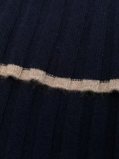 Brunello Cucinelli Ribbed Knit Cashmere Scarf With Two-tone Border