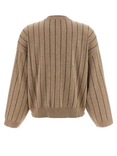 Brunello Cucinelli Sequin Cashmere Sweater Sweaters And Cardigans Beige In Brown