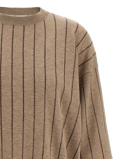 Brunello Cucinelli Sequin Cashmere Sweater Sweaters And Cardigans Beige In Brown