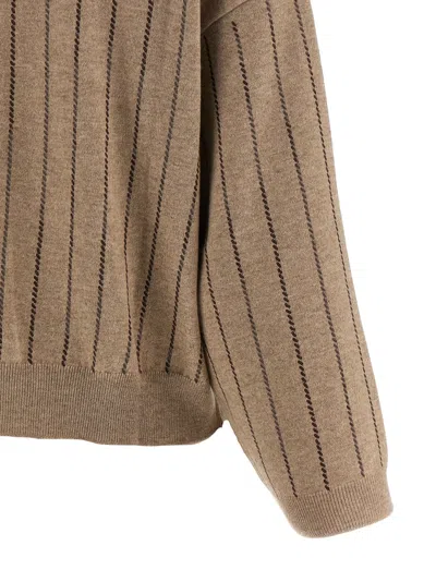 Brunello Cucinelli Sequin Cashmere Sweater Sweaters And Cardigans Beige In Brown