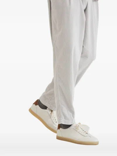 Brunello Cucinelli Branded Heel-counter Cotton Sneakers