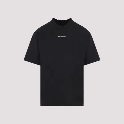 Balenciaga Black Crewneck Logo T-shirt In Black