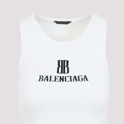 Balenciaga White Nano Bb Tank Top