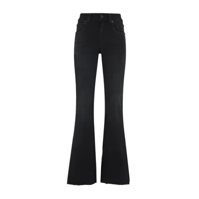Balenciaga Flared Trousers With High Waist And Raw Hem In Black