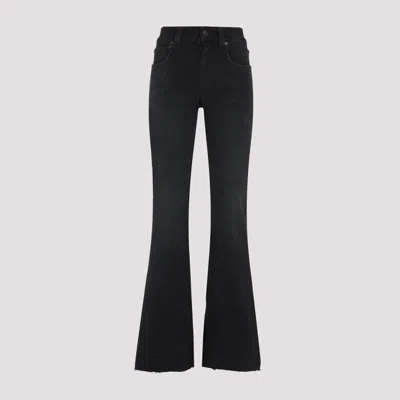 Balenciaga Flared Trousers With High Waist And Raw Hem In Black