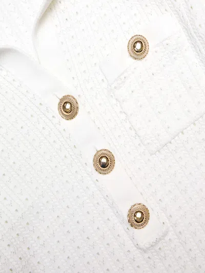 Self-portrait Viscose Blend Pointelle Knit Top In White
