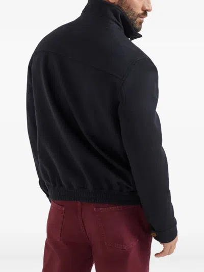 Brunello Cucinelli High Collar Wool Bomber Jacket In Black