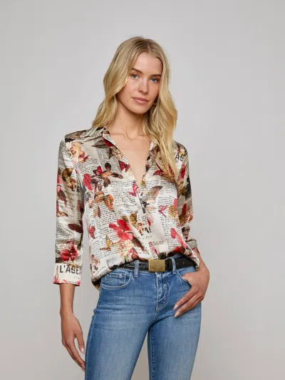 L Agence Dani Silk Blouse In Gray