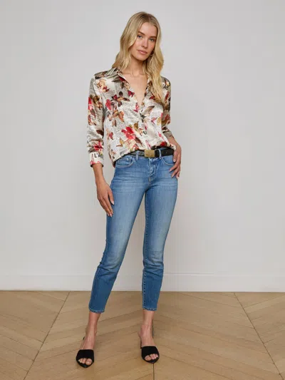 L Agence Dani Silk Blouse In Gray