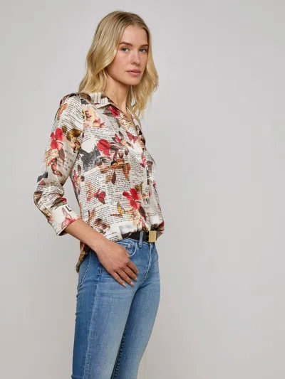 L Agence Dani Silk Blouse In Gray