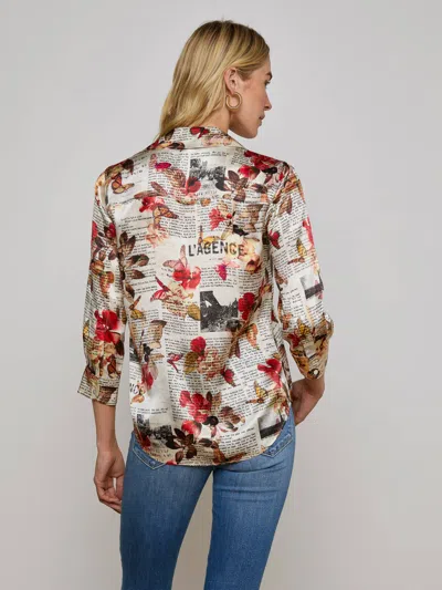 L Agence Dani Silk Blouse In Gray