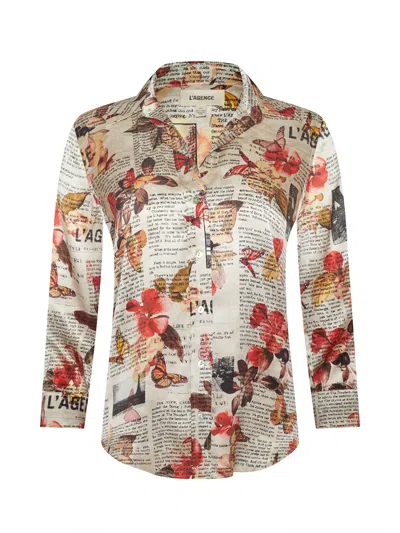 L Agence Dani Silk Blouse In Gray