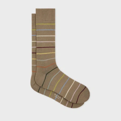 Paul Smith Brown Cotton-blend Block 'signature Stripe' Socks In Brown