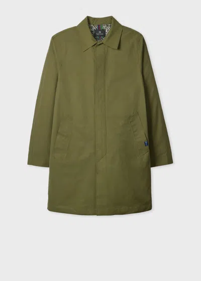 Ps By Paul Smith Point-collar Single-breasted Coat In Green