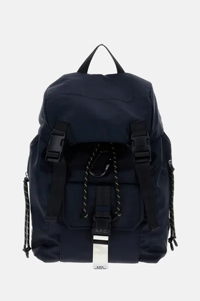 A.p.c. Technical Nylon Backpack With Flap Closure In Blue