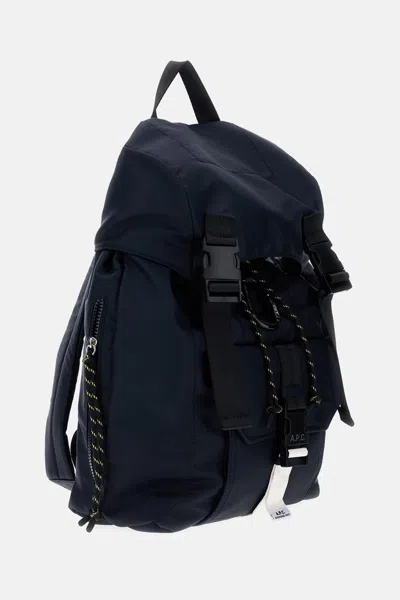 A.p.c. Technical Nylon Backpack With Flap Closure In Blue