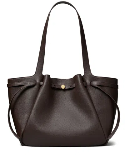 Tory Burch Romy Pebble Leather Tote In Brown