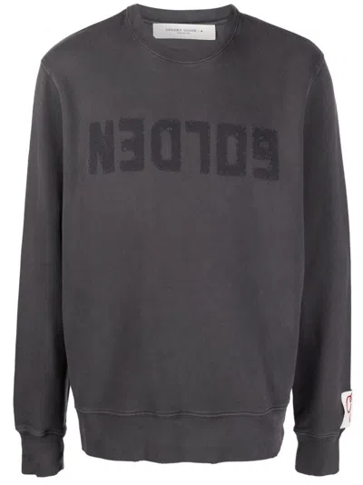 Golden Goose Cotton Sweatshirt With Logo Print In Gray