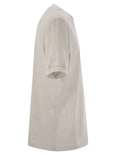 Brunello Cucinelli Cotton T-shirt With Printed Logo In Neutral
