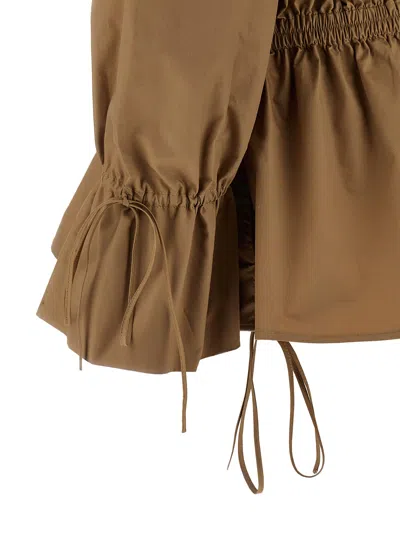 Saint Laurent Ruched Neckline Mini Dress Poet Sleeves