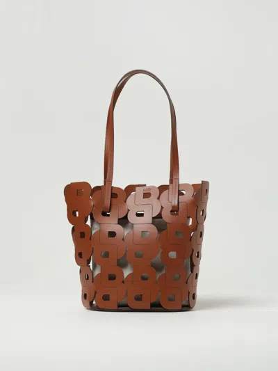 Hugo Boss Boss Double B Monogram Leather Tote In Brown