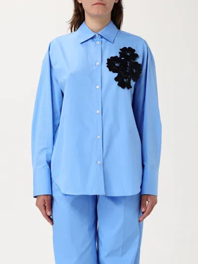 Msgm Shirt  Woman Color Gnawed Blue In Blue