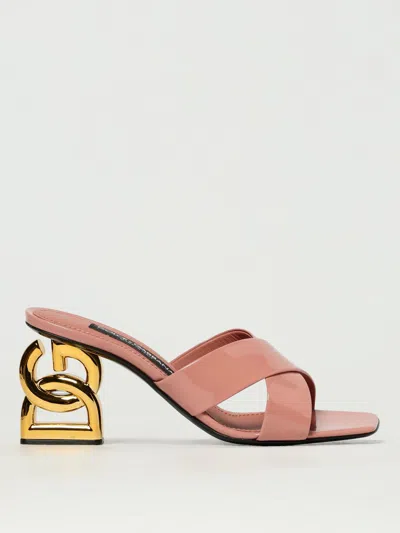 Dolce & Gabbana Mule Leather Sculpted Heel Strappy Design In Multi