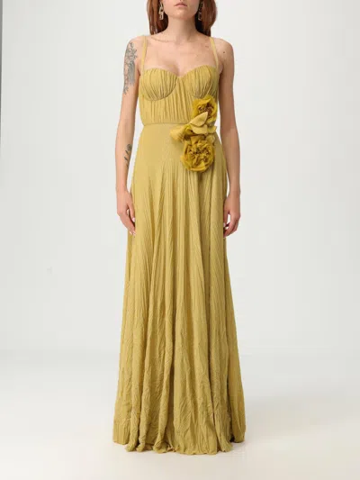 Elisabetta Franchi Lurex Stretch Evening Dress In Yellow