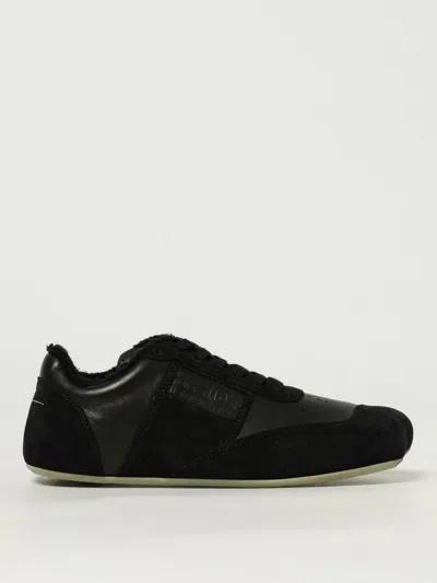Mm6 Maison Margiela Black Leather And Suede Anatomic Sneakers