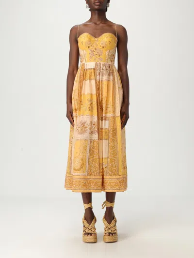 Zimmermann Lucky Corset Midi Dress Mustard Banana In Brown